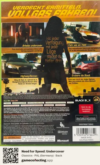 Need for Speed: Undercover Xbox 360, Germany box back