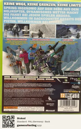 Stoked Xbox 360, Germany box back