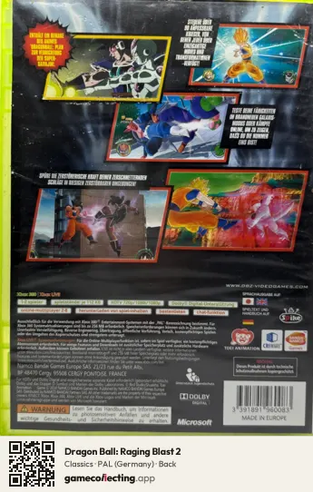 Dragon Ball: Raging Blast 2 Xbox 360, Germany box back