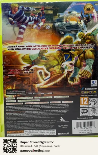 Super Street Fighter IV Xbox 360, Germany box back
