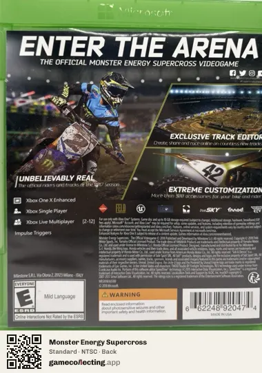 Monster Energy Supercross Xbox One, NTSC box back