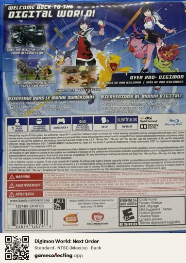 Digimon World: Next Order PlayStation 4, Mexico box back