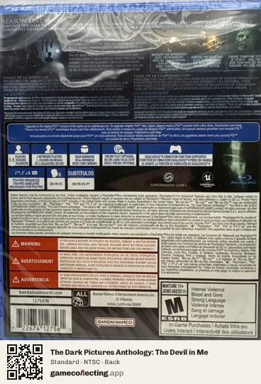 The Dark Pictures Anthology: The Devil in Me PlayStation 4, NTSC box back