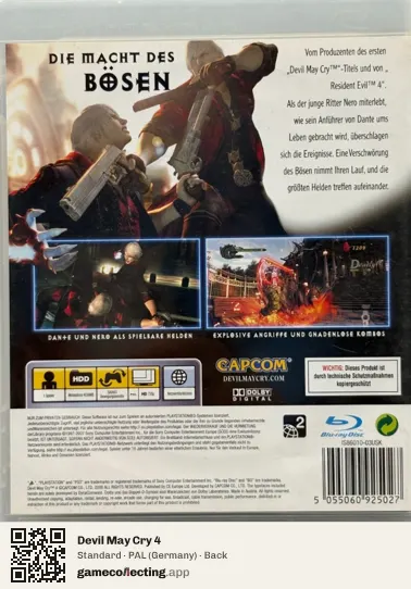 Devil May Cry 4 PlayStation 3, Germany box back