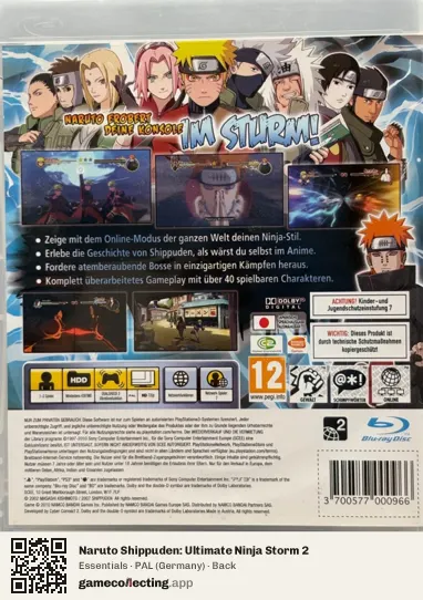 Naruto Shippuden: Ultimate Ninja Storm 2 PlayStation 3, Germany box back