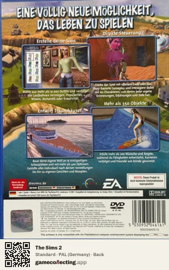 The Sims 2 PlayStation 2, Germany box back