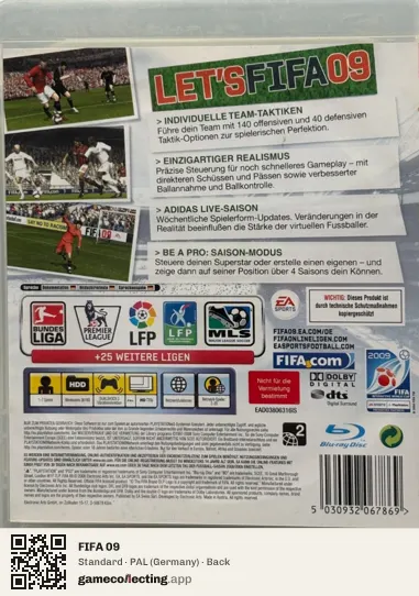 FIFA 09 PlayStation 3, Germany box back