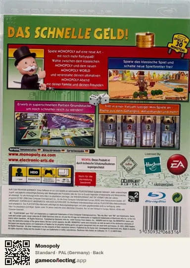 Monopoly PlayStation 3, Germany box back