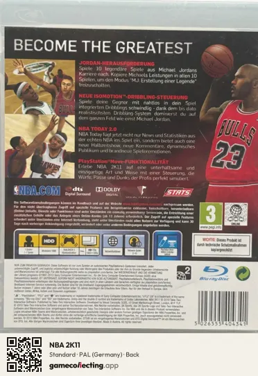 NBA 2K11 PlayStation 3, Germany box back