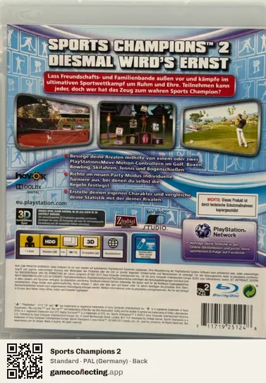 Sports Champions 2 PlayStation 3, Germany box back