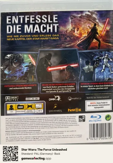 Star Wars: The Force Unleashed PlayStation 3, Germany box back
