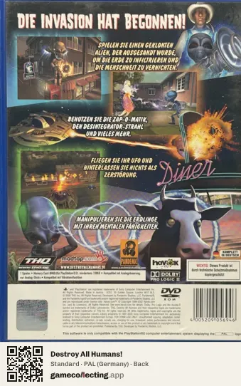Destroy All Humans! PlayStation 2, Germany box back