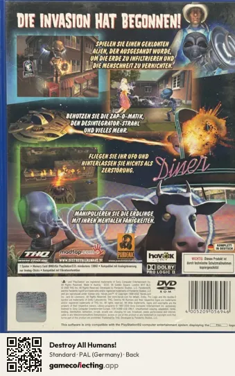 Destroy All Humans! PlayStation 2, Germany box back