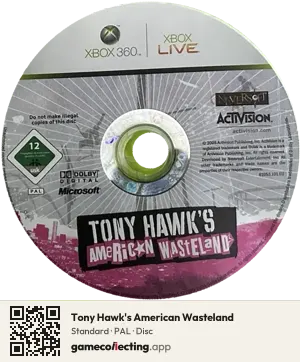 Tony Hawk's American Wasteland Xbox 360, PAL disc