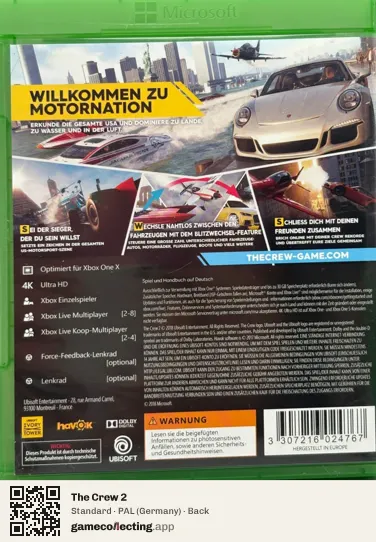 The Crew 2 Xbox One, Germany box back