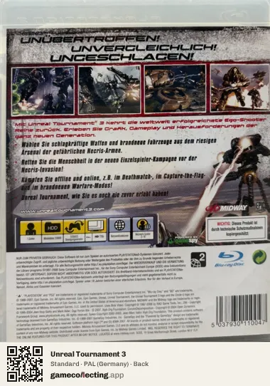Unreal Tournament 3 PlayStation 3, Germany box back