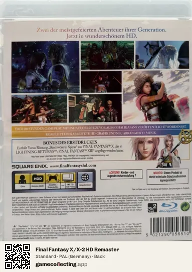 Final Fantasy X/X-2 HD Remaster PlayStation 3, Germany box back
