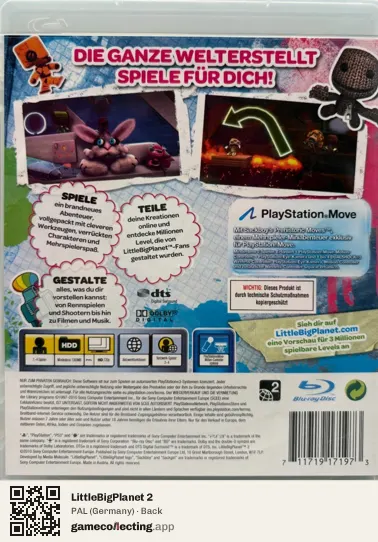LittleBigPlanet 2 PlayStation 3, Germany box back