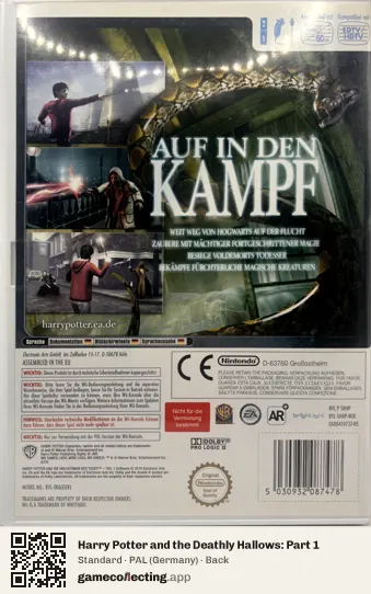 Harry Potter and the Deathly Hallows: Part 1 Nintendo Wii, Germany box back
