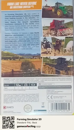Farming Simulator 20 Nintendo Switch, PAL box back