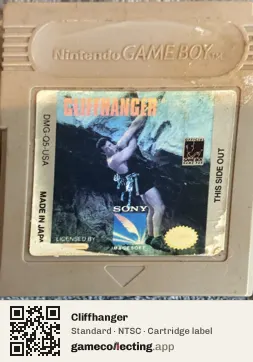 Cliffhanger Game Boy, NTSC cartridge label