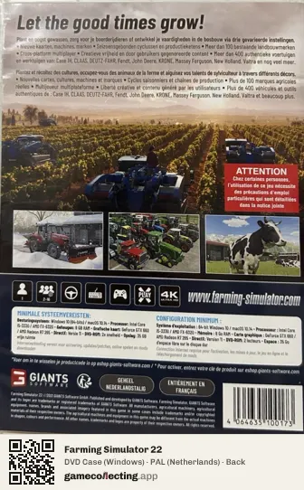 Farming Simulator 22 Computer, Netherlands box back