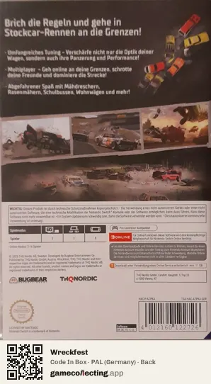Wreckfest Nintendo Switch, Germany box back