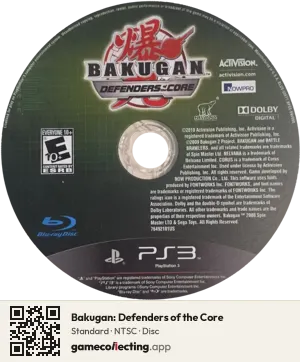 Bakugan: Defenders of the Core PlayStation 3, NTSC disc