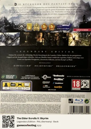 The Elder Scrolls V: Skyrim PlayStation 3, Germany box back