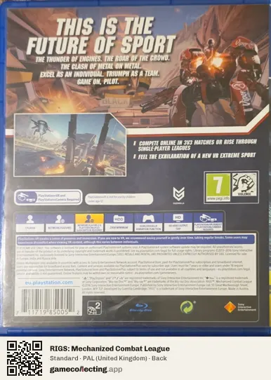 RIGS: Mechanized Combat League PlayStation 4, United Kingdom box back