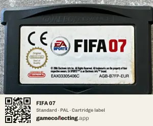 FIFA 07 Game Boy Advance, PAL cartridge label