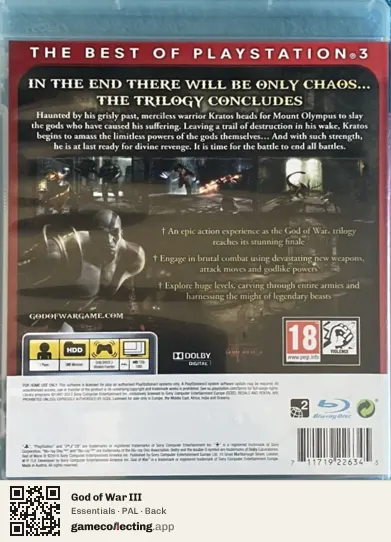 God of War III PlayStation 3, PAL box back