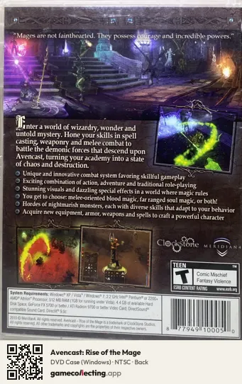 Avencast: Rise of the Mage Computer, NTSC box back