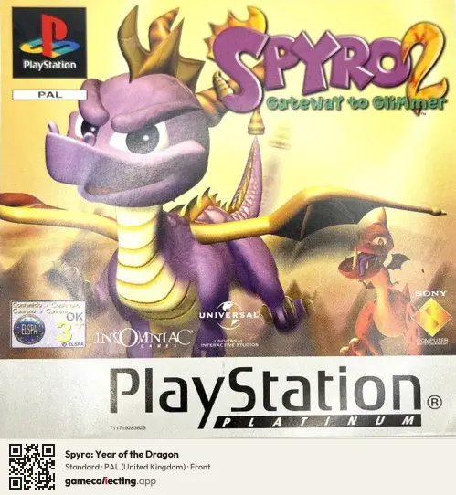 Spyro: Year of the Dragon PlayStation, United Kingdom box front