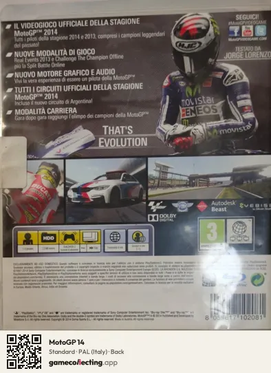 MotoGP 14 PlayStation 3, Italy box back