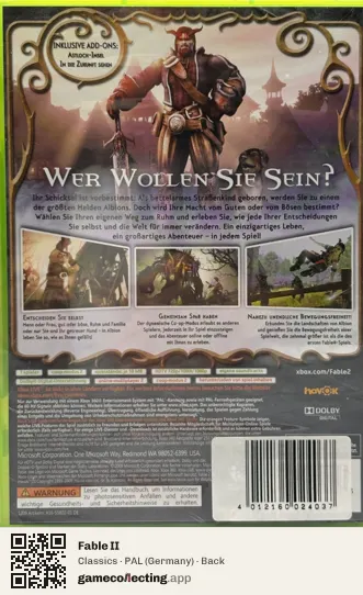 Fable II Xbox 360, Germany box back
