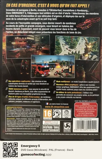 Emergency 5 Computer, France box back
