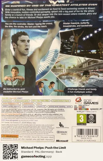 Michael Phelps: Push the Limit Xbox 360, Germany box back