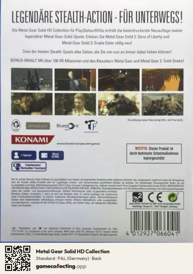 Metal Gear Solid HD Collection PlayStation Vita, Germany box back