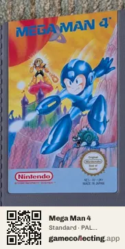 Mega Man 4 Nintendo Entertainment System, PAL cartridge label
