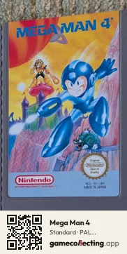 Mega Man 4 Nintendo Entertainment System, PAL cartridge label