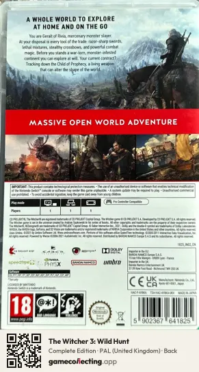 The Witcher 3: Wild Hunt Nintendo Switch, United Kingdom box back