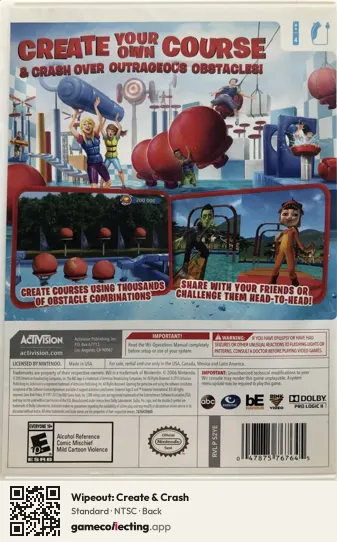 Wipeout: Create & Crash Nintendo Wii, NTSC box back