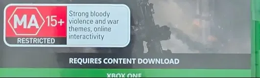 Call of Duty: Modern Warfare, the Australian classification mark on its front