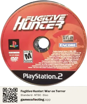 Fugitive Hunter: War on Terror PlayStation 2, NTSC disc