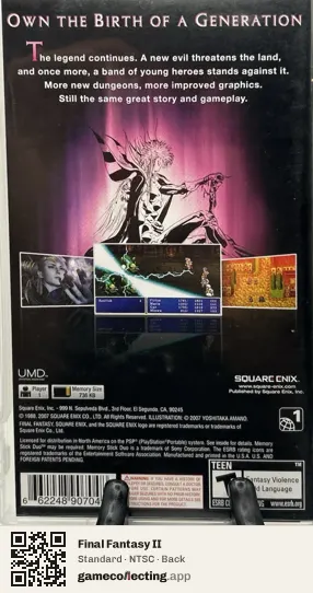 Final Fantasy II PlayStation Portable, NTSC box back