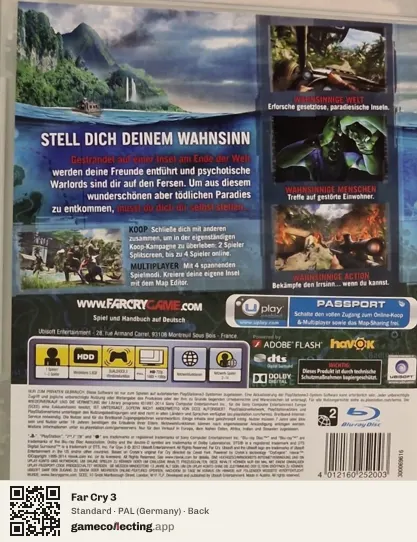 Far Cry 3 PlayStation 3, Germany box back