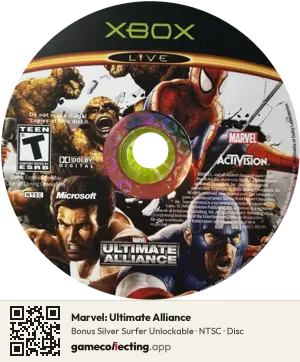 Marvel: Ultimate Alliance Xbox, NTSC disc