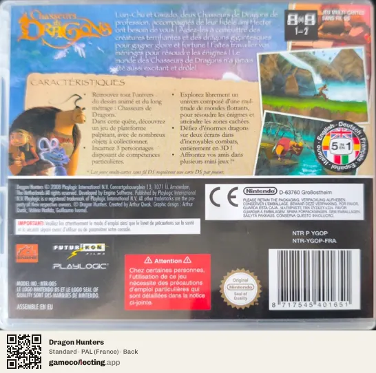Dragon Hunters Nintendo DS, France box back