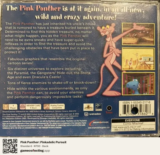 Pink Panther: Pinkadelic Pursuit PlayStation, NTSC box back